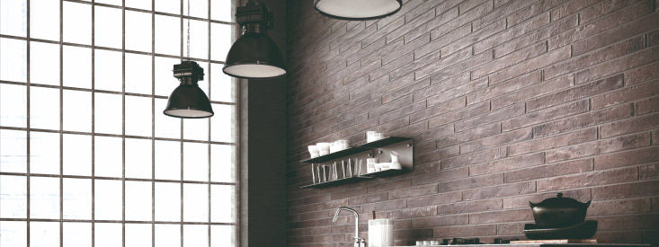 dark brickstone tile spashback