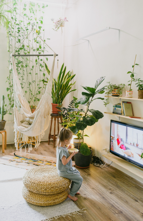 kids room with indoor plants