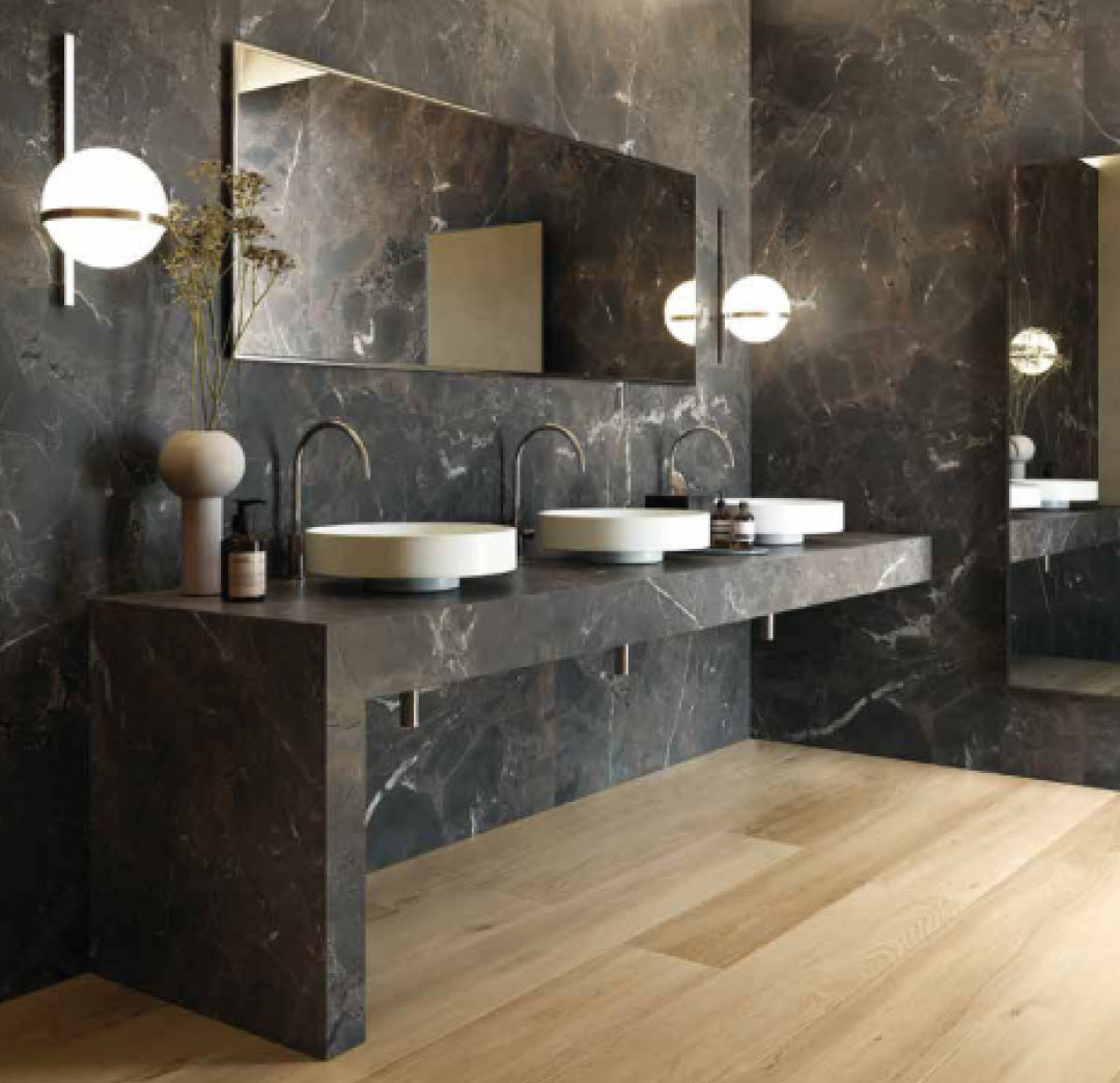 marble tiled bathroom wood tile floor